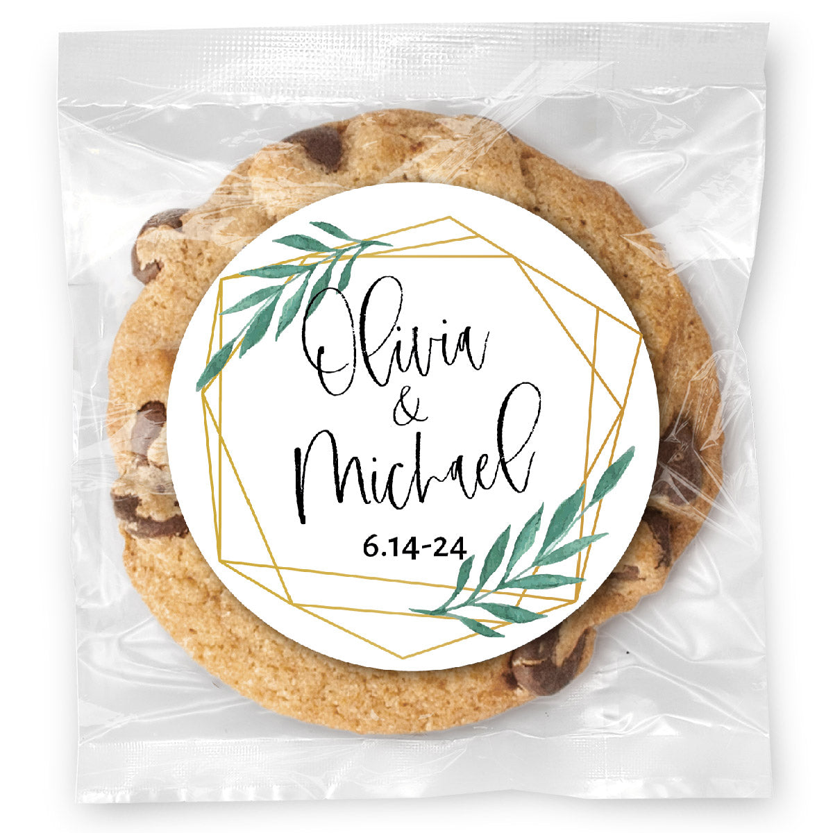 Gold Polygon Leaves - Gourmet Chocolate Chip Or Variety Pack W/ Full Color Personalized Sticker