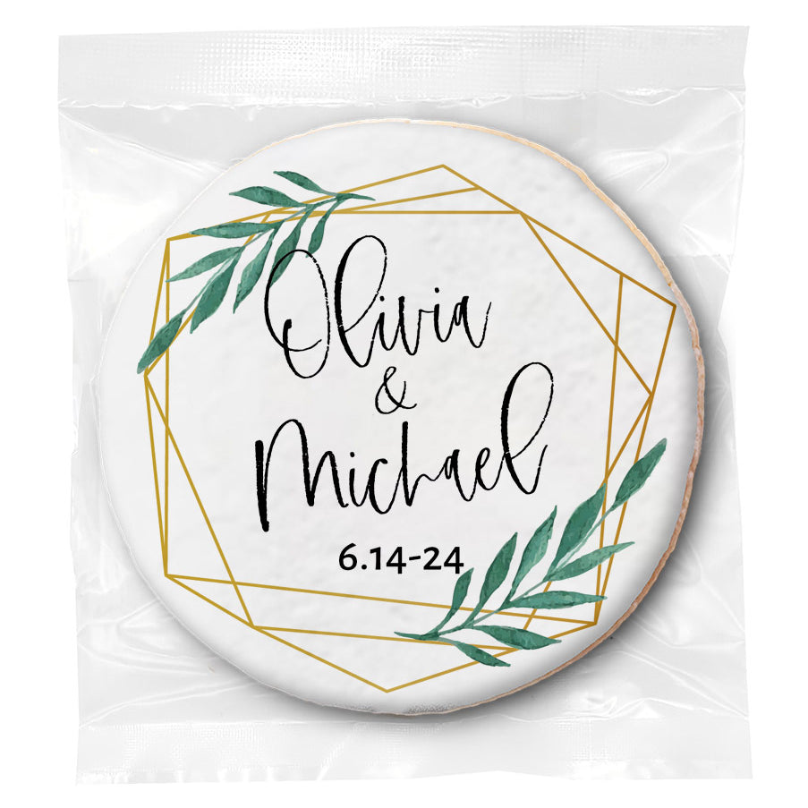 Gold Polygon Leaves - Personalized Direct Print On Round Sugar Cookie