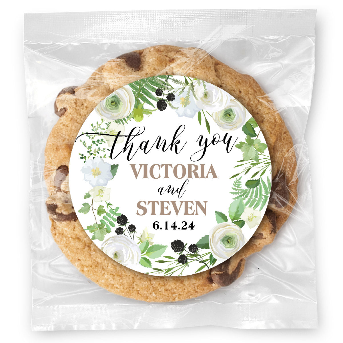 Thank You Simple Florals - Gourmet Chocolate Chip Or Variety Pack W/ Full Color Personalized Sticker