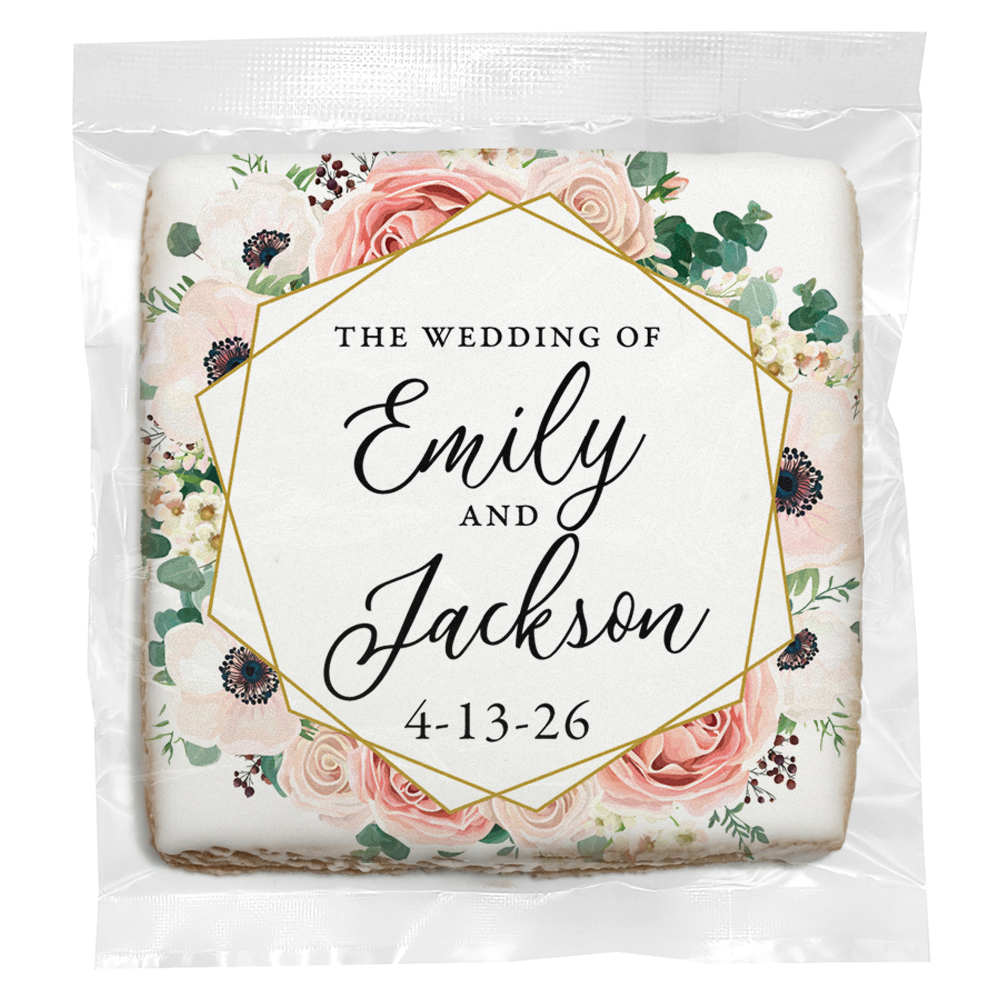 Pastel Floral Frames - Personalized Direct Print on Square Sugar Cookies