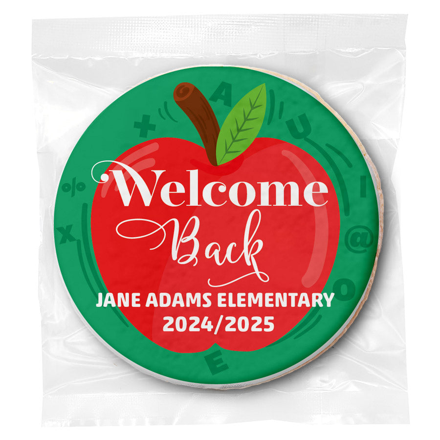 Welcome Back Apple - Personalized Direct Print On Round Sugar Cookie