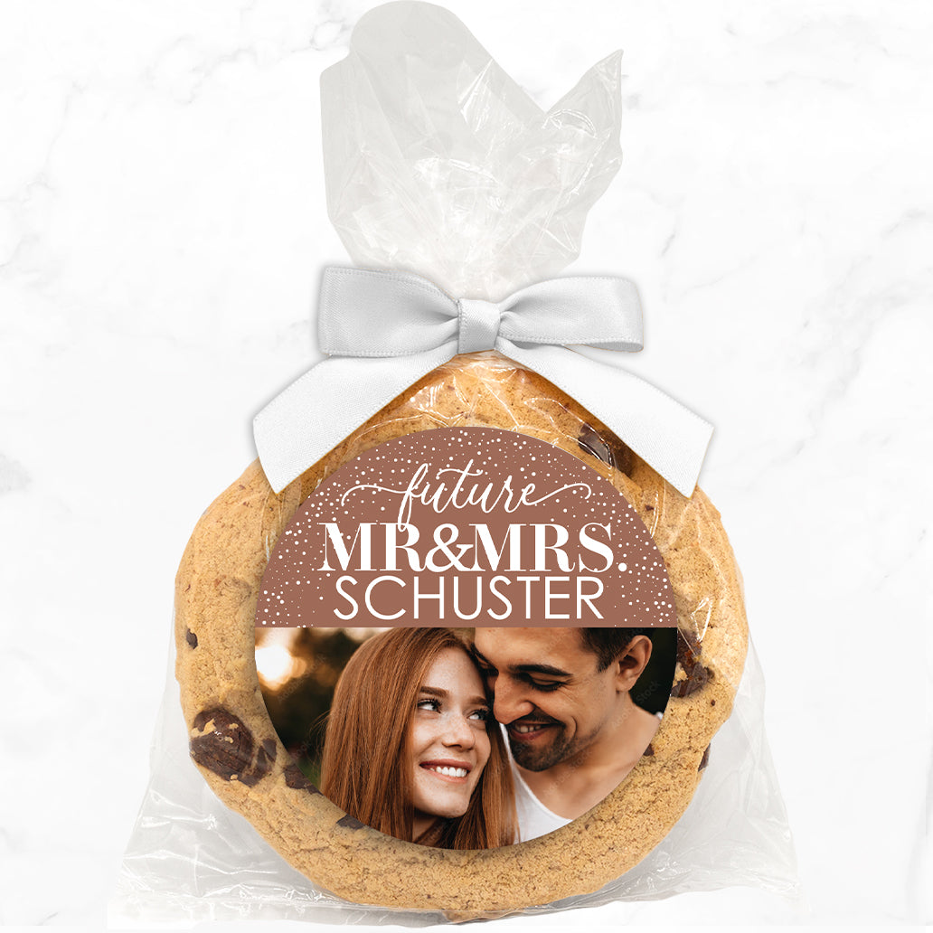 Future Mr. & Mrs. - Gourmet Chocolate Chip Or Variety Pack W/ Full Color Personalized Sticker w/ Gift Bag & Matching Bow