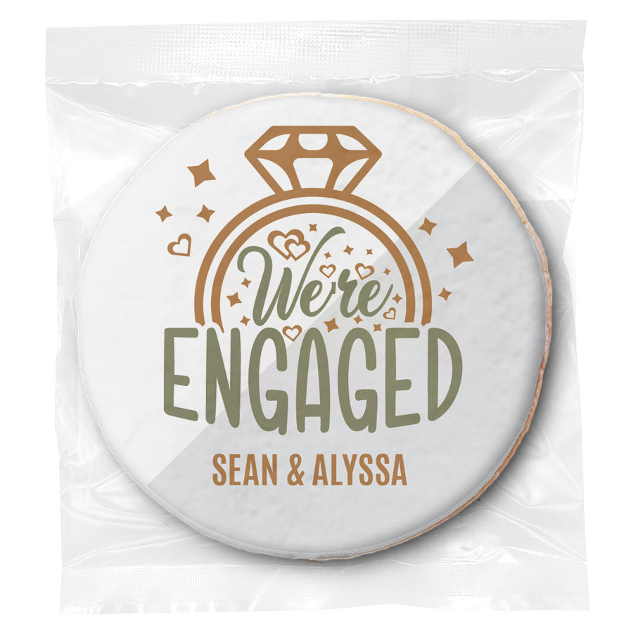Engagement Ring Bling - Personalized Direct Print On Round Sugar Cookie
