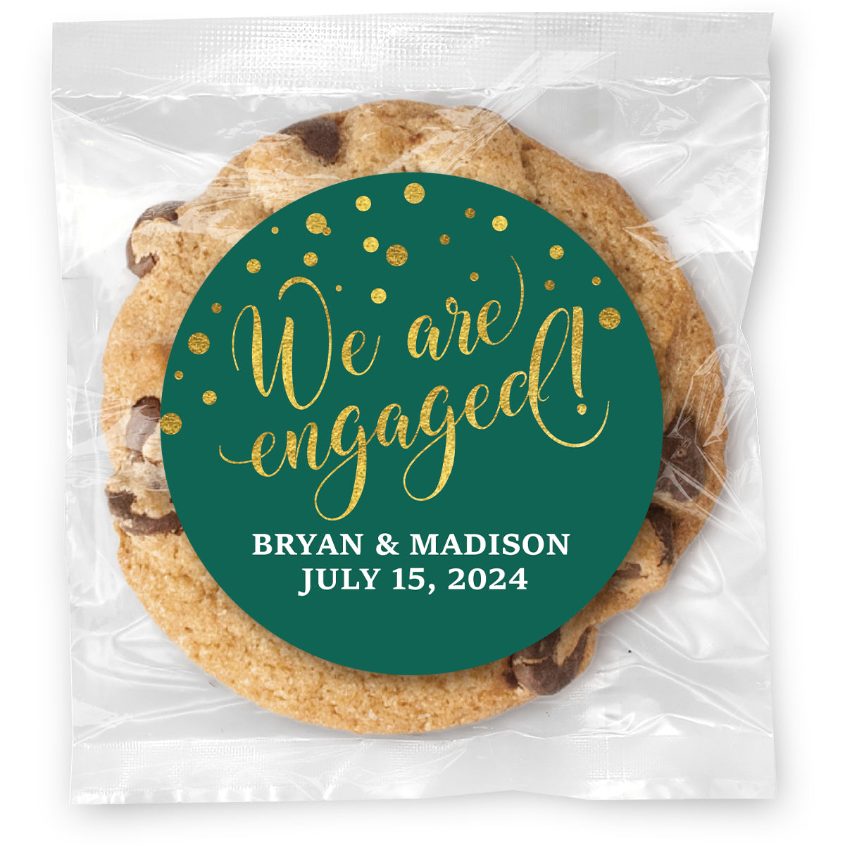 We are Engaged - Gourmet Chocolate Chip Or Variety Pack W/ Full Color Personalized Sticker
