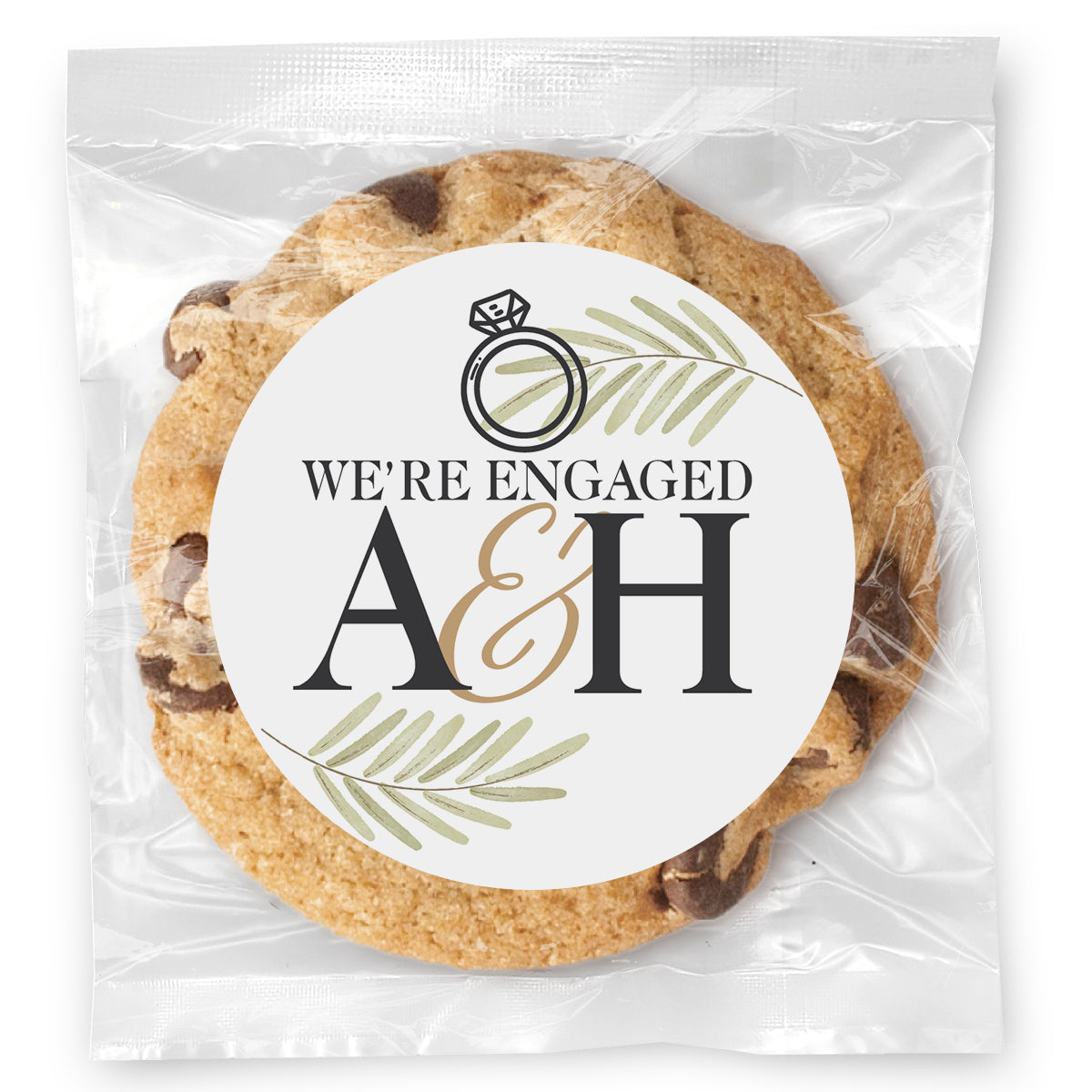 We're engaged Ring - Gourmet Chocolate Chip Or Variety Pack W/ Full Color Personalized Sticker