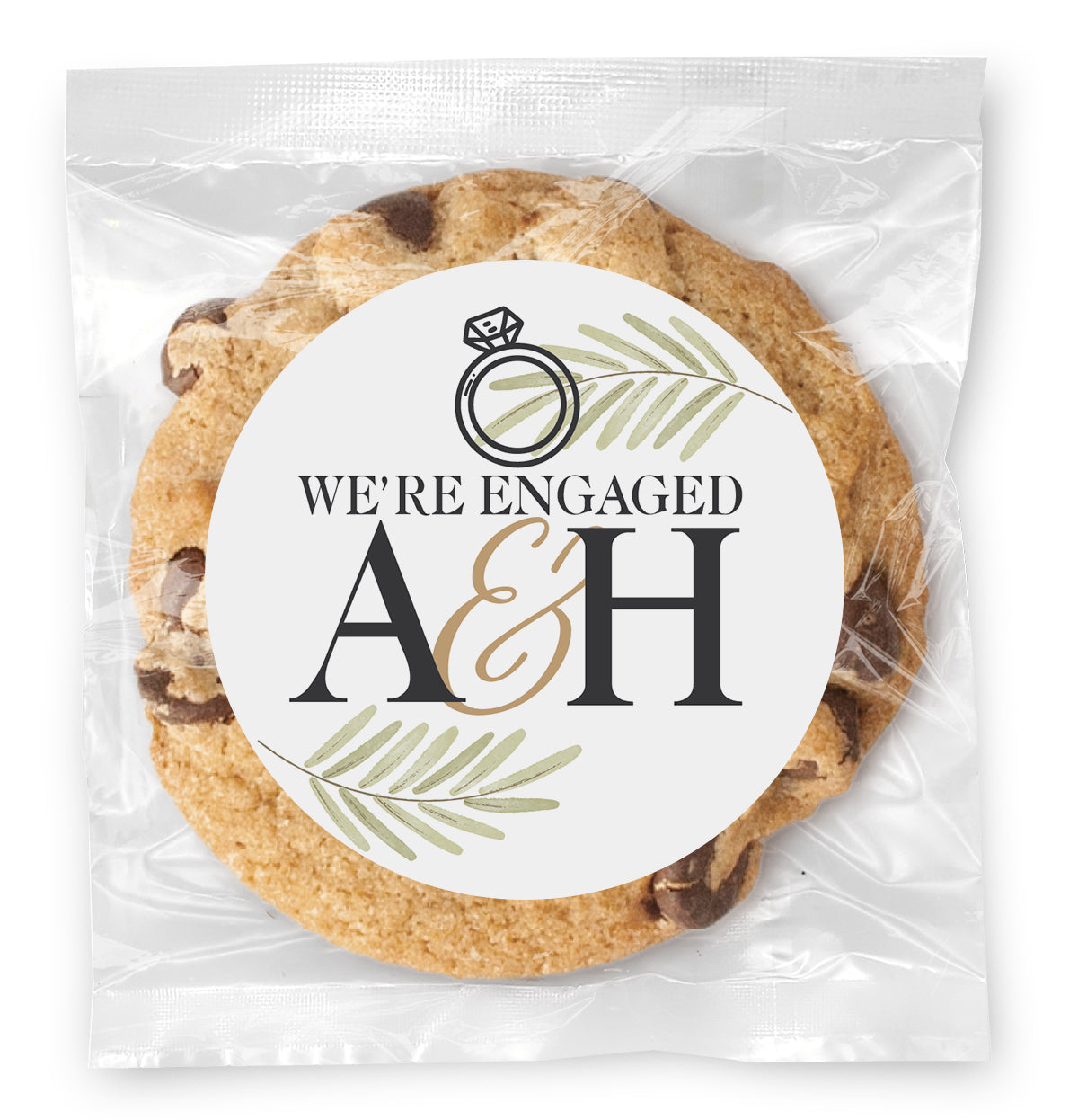 We're engaged Ring - Gourmet Chocolate Chip Or Variety Pack W/ Full Color Personalized Sticker