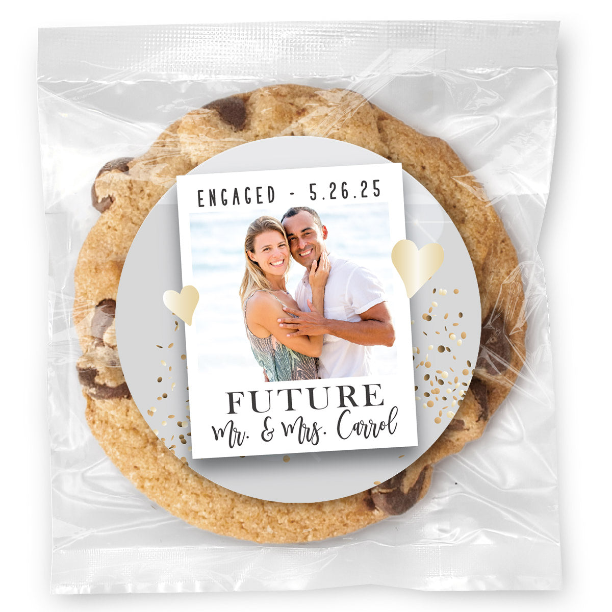 Engaged Polaroid Announcement - Gourmet Chocolate Chip Or Variety Pack W/ Full Color Personalized Sticker