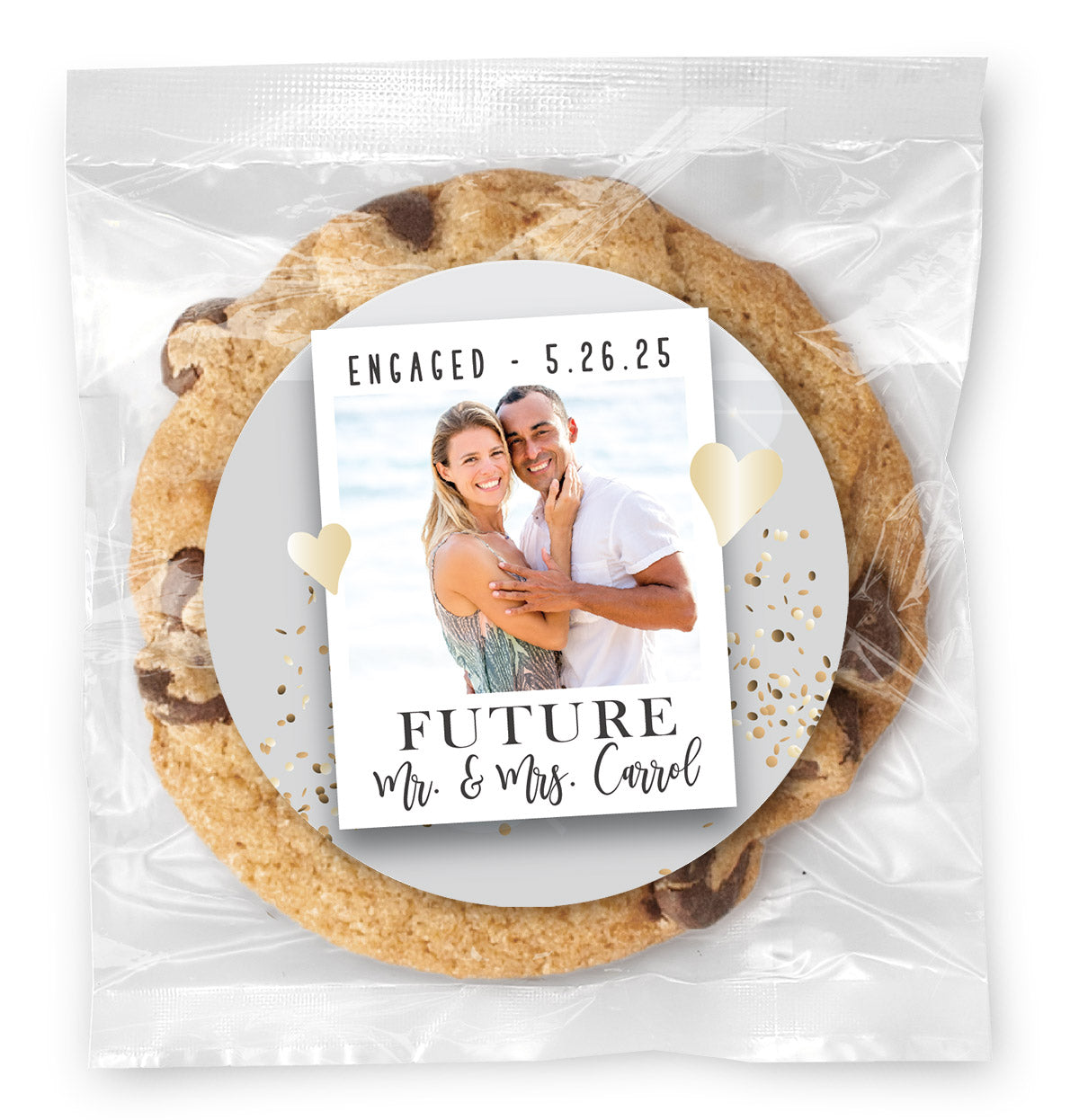 Engaged Polaroid Announcement - Gourmet Chocolate Chip Or Variety Pack W/ Full Color Personalized Sticker