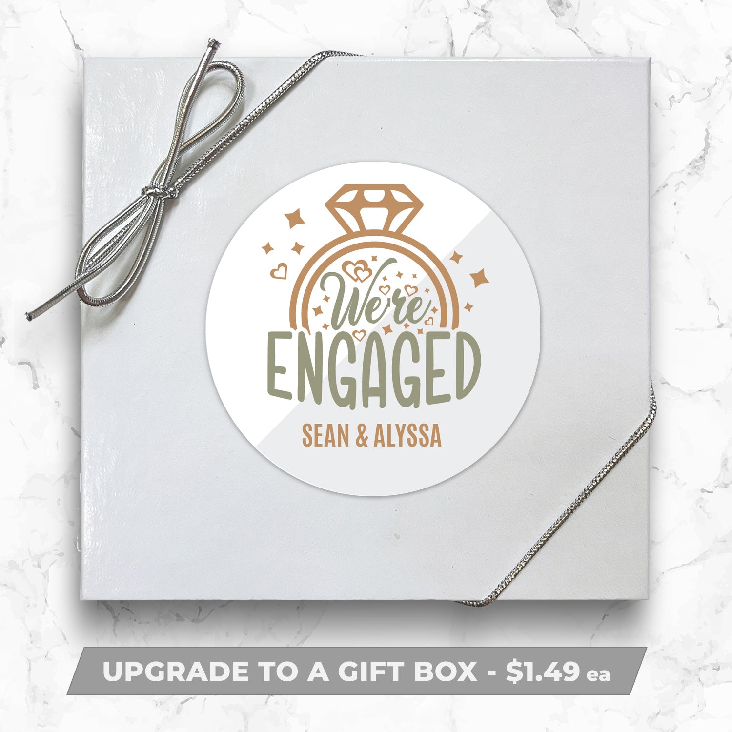 We're Engaged Ring Bling Photo - Personalized Direct Print on Rectangle Sugar Cookies