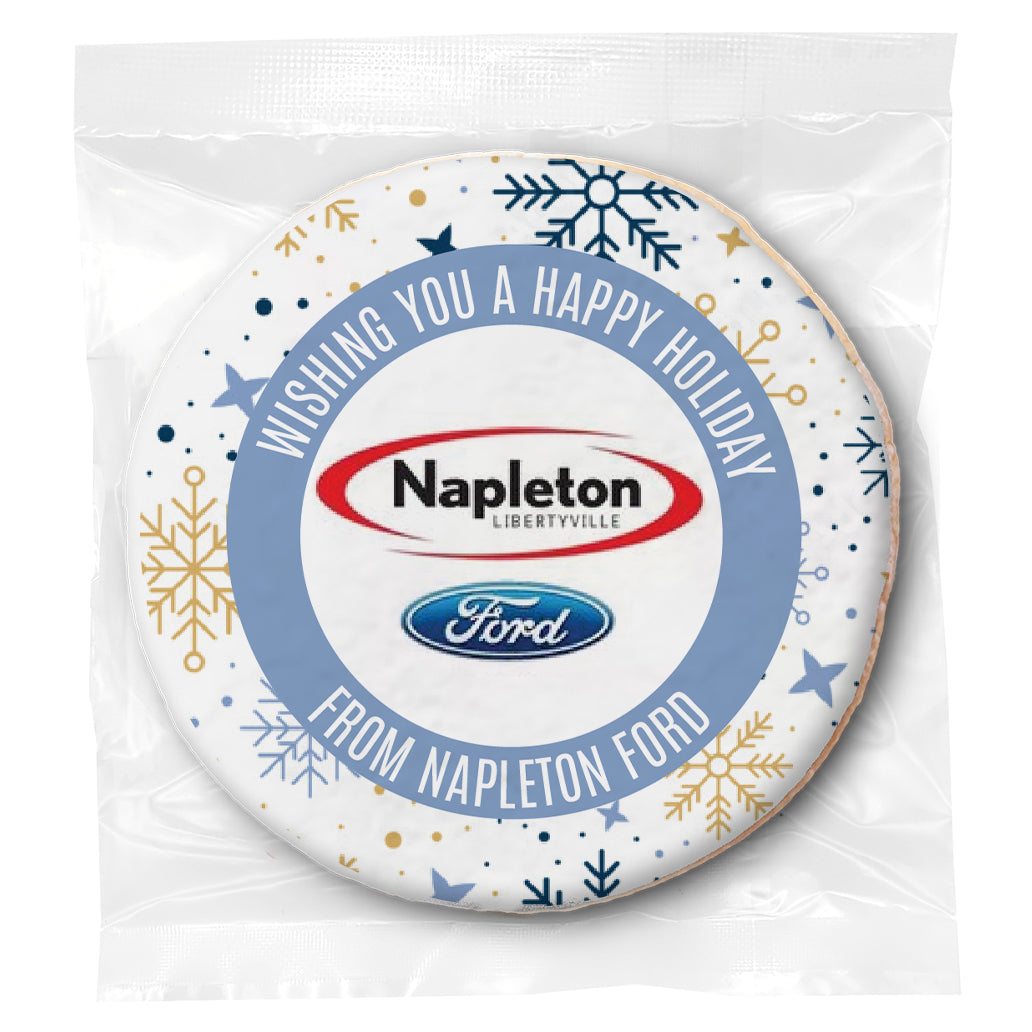 Happy Holidays Logo Upload - Personalized Direct Print On Round Sugar Cookie