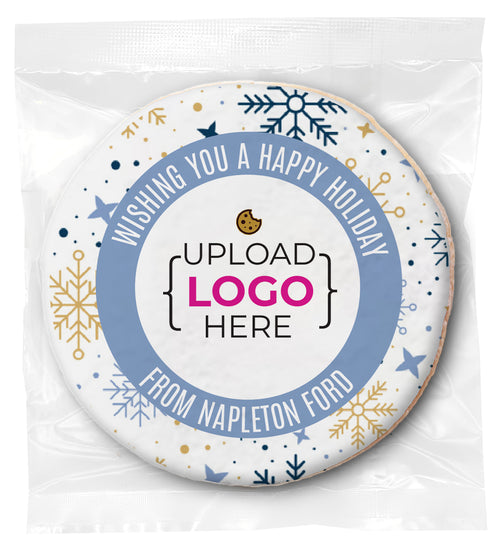 Happy Holidays Logo Upload - Personalized Direct Print On Round Sugar Cookie