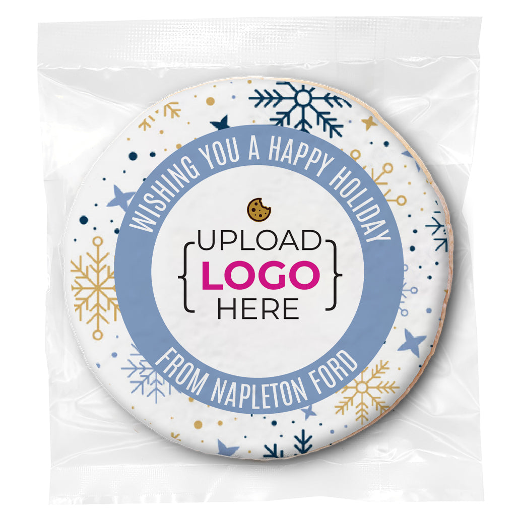 Happy Holidays Logo Upload - Personalized Direct Print On Round Sugar Cookie