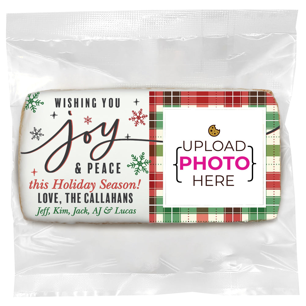Joy & Peace Logo Upload - Personalized Direct Print On Rectangle Sugar Cookie