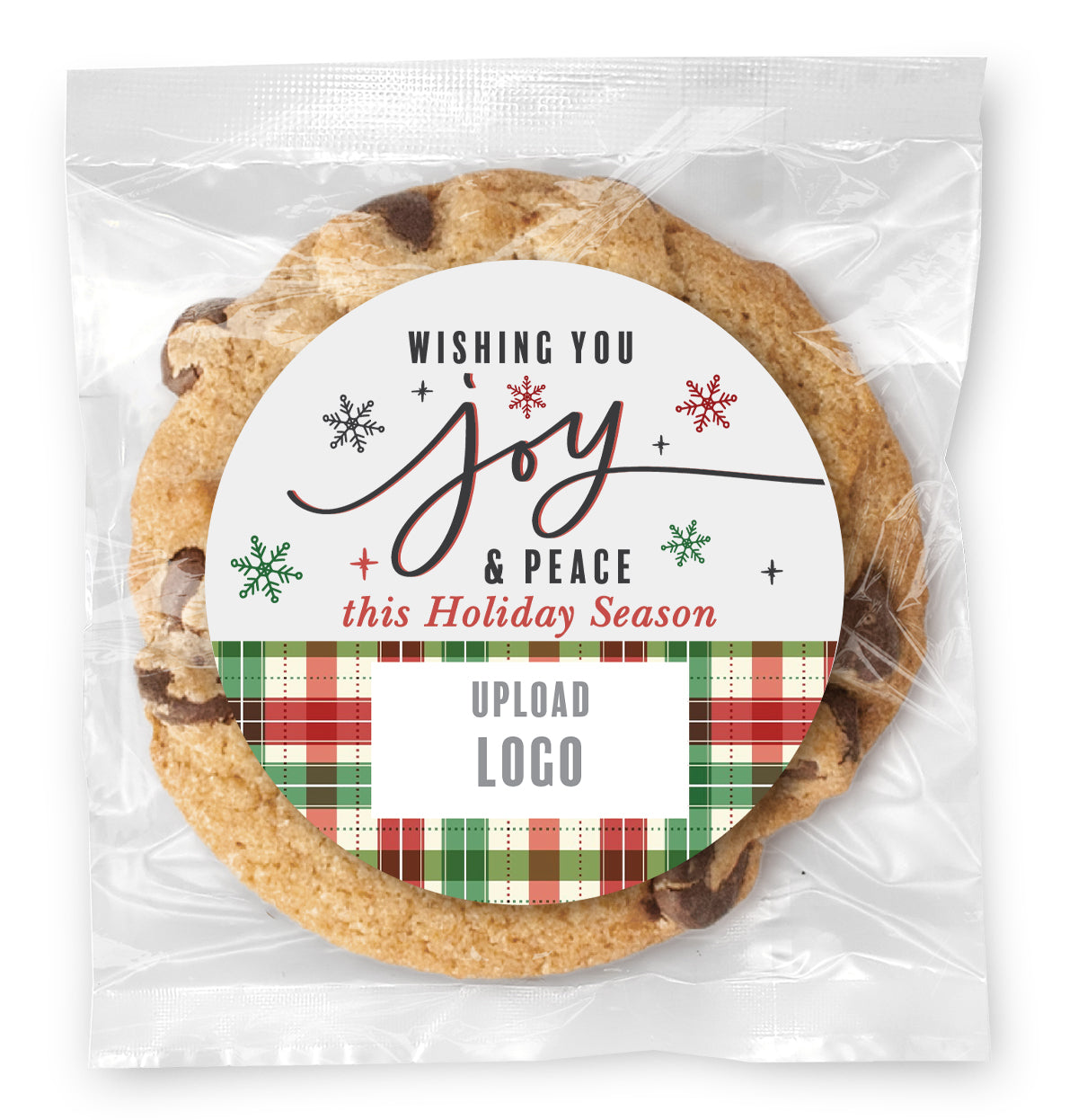 Wishing You Joy & Peace Logo/Photo Upload - Gourmet Chocolate Chip Or Variety Pack W/ Full Color Personalized Sticker