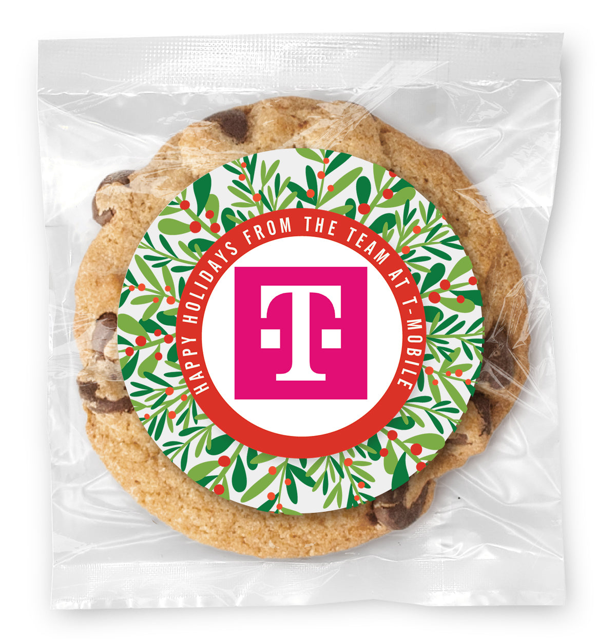 Wreath Logo Upload & Message - Gourmet Chocolate Chip Or Variety Pack W/ Full Color Personalized Sticker