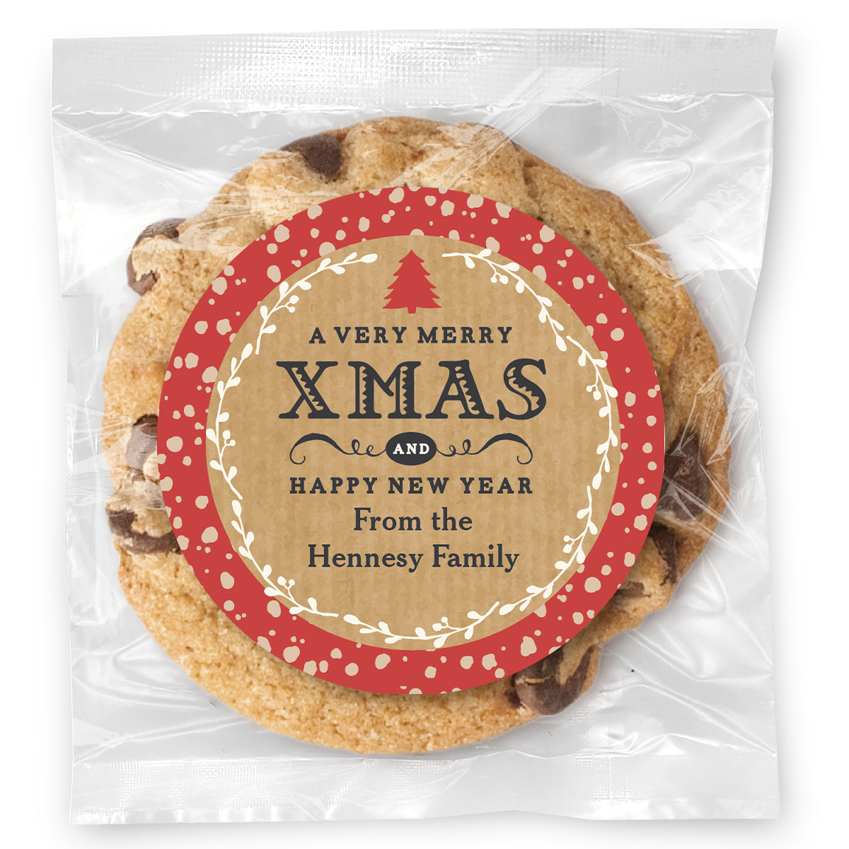 A Very Merry Christmas - Gourmet Chocolate Chip Or Variety Pack W/ Full Color Personalized Sticker