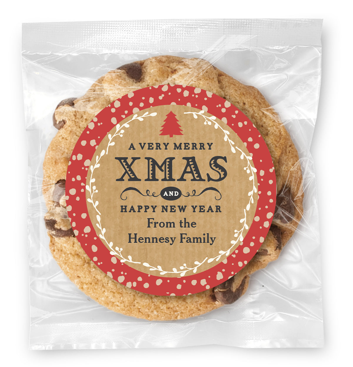 A Very Merry Christmas - Gourmet Chocolate Chip Or Variety Pack W/ Full Color Personalized Sticker