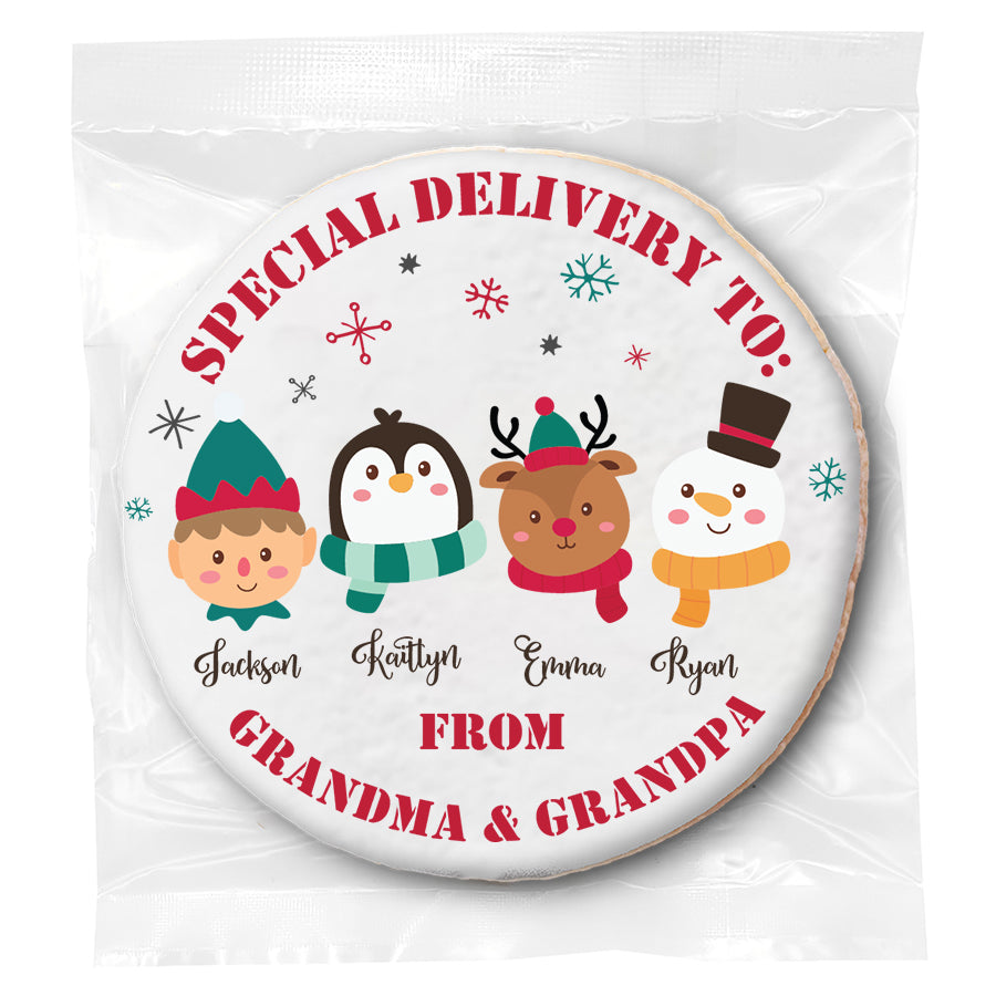 Special Delivery Character Choice (4) - Personalized Direct Print On Round Sugar Cookie