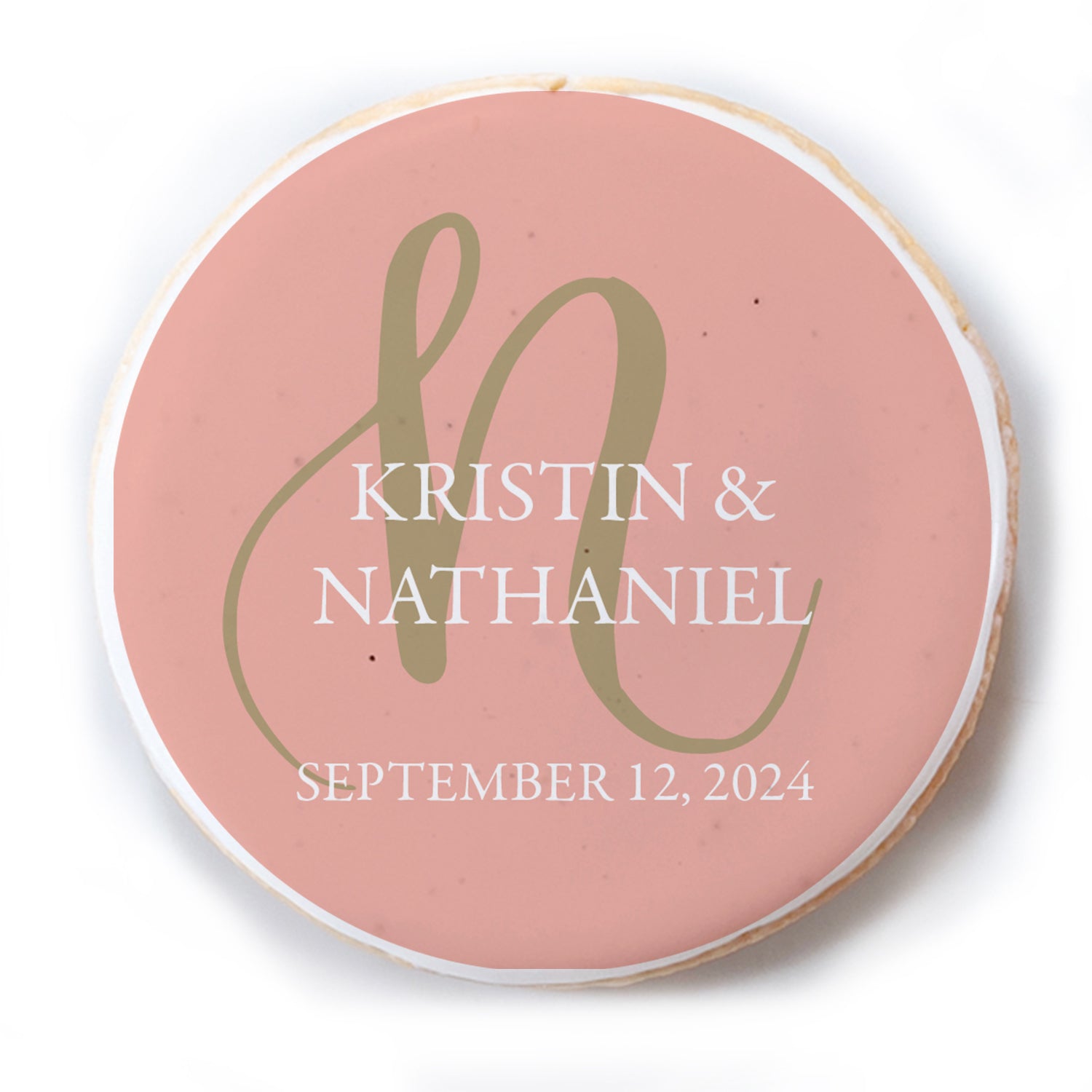Simple Monogram Wedding (Color Choice) - Personalized Direct Print On Round Sugar Cookie