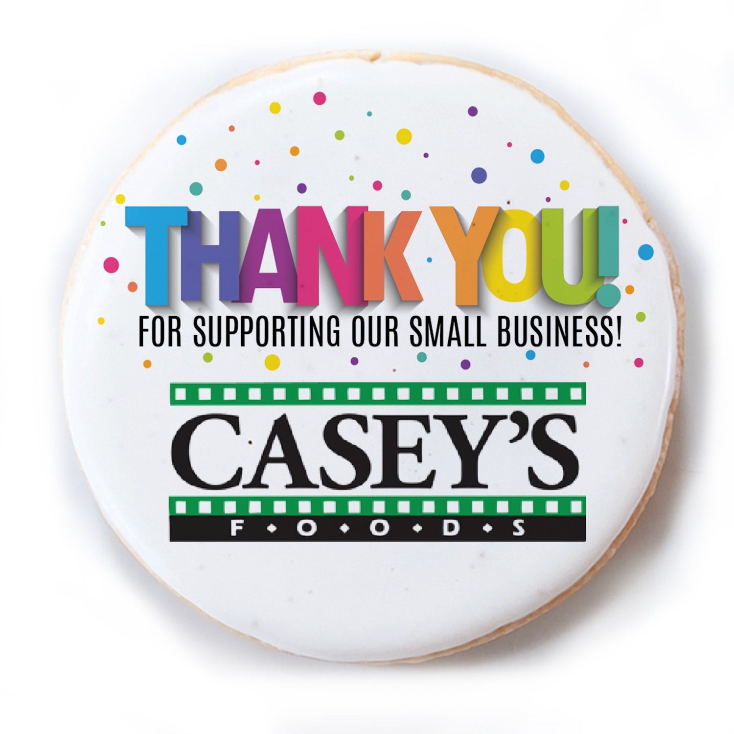 Colorful Thank You Logo Upload - Personalized Direct Print On Round Sugar Cookie w/ Gift Bag & Matching Bow