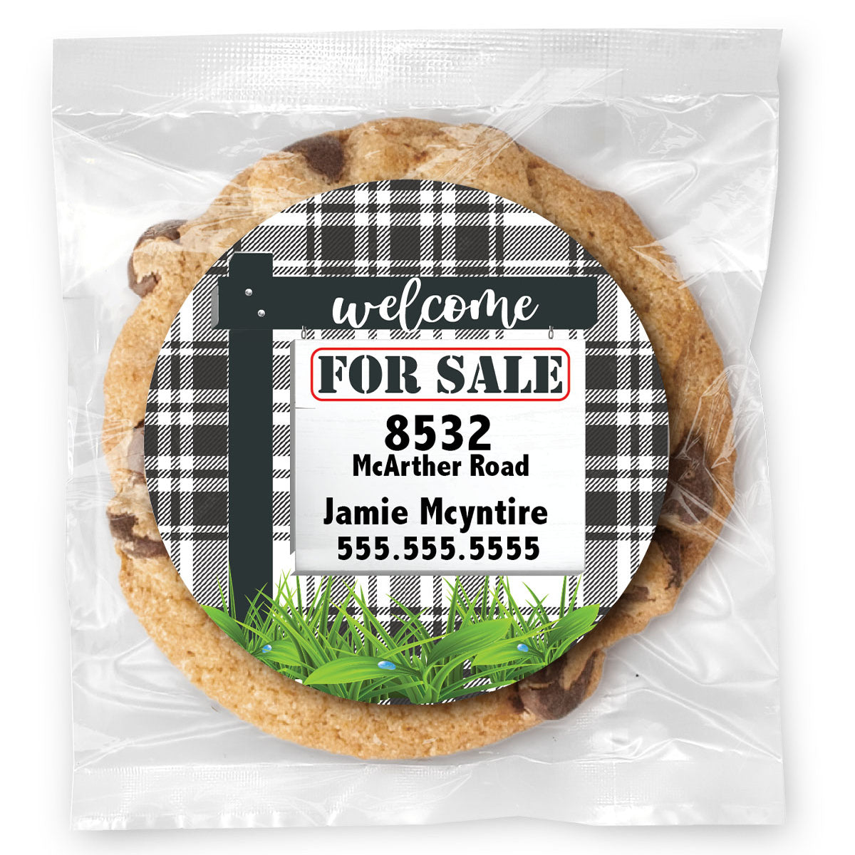 Real Estate Sign - Gourmet Chocolate Chip Or Variety Pack W/ Full Color Personalized Sticker
