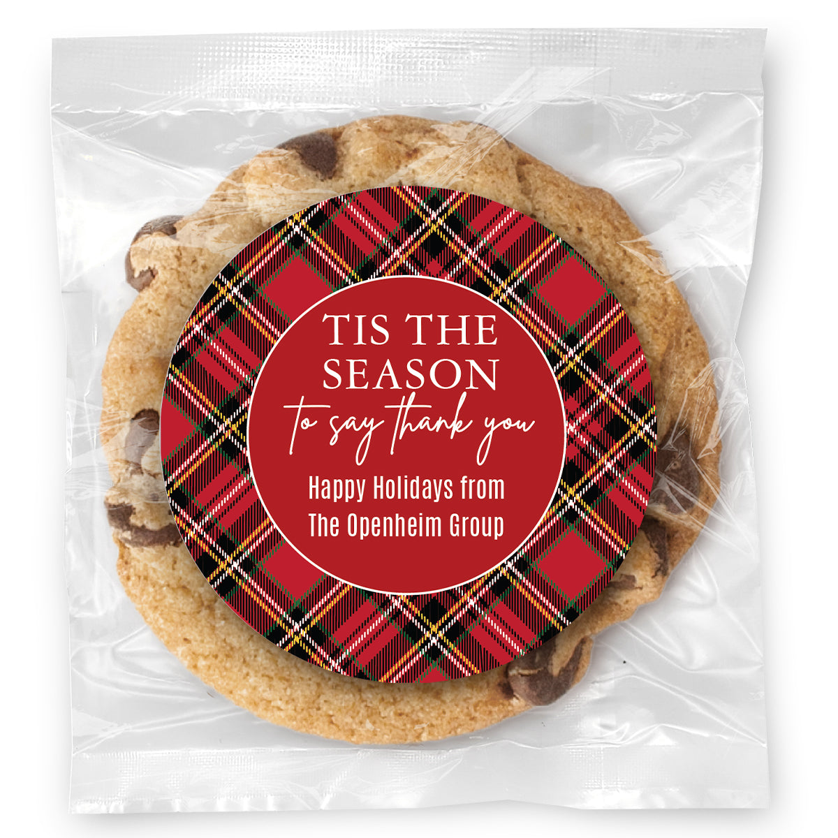 Tis the Season to say thank you - Gourmet Chocolate Chip Or Variety Pack W/ Full Color Personalized Sticker