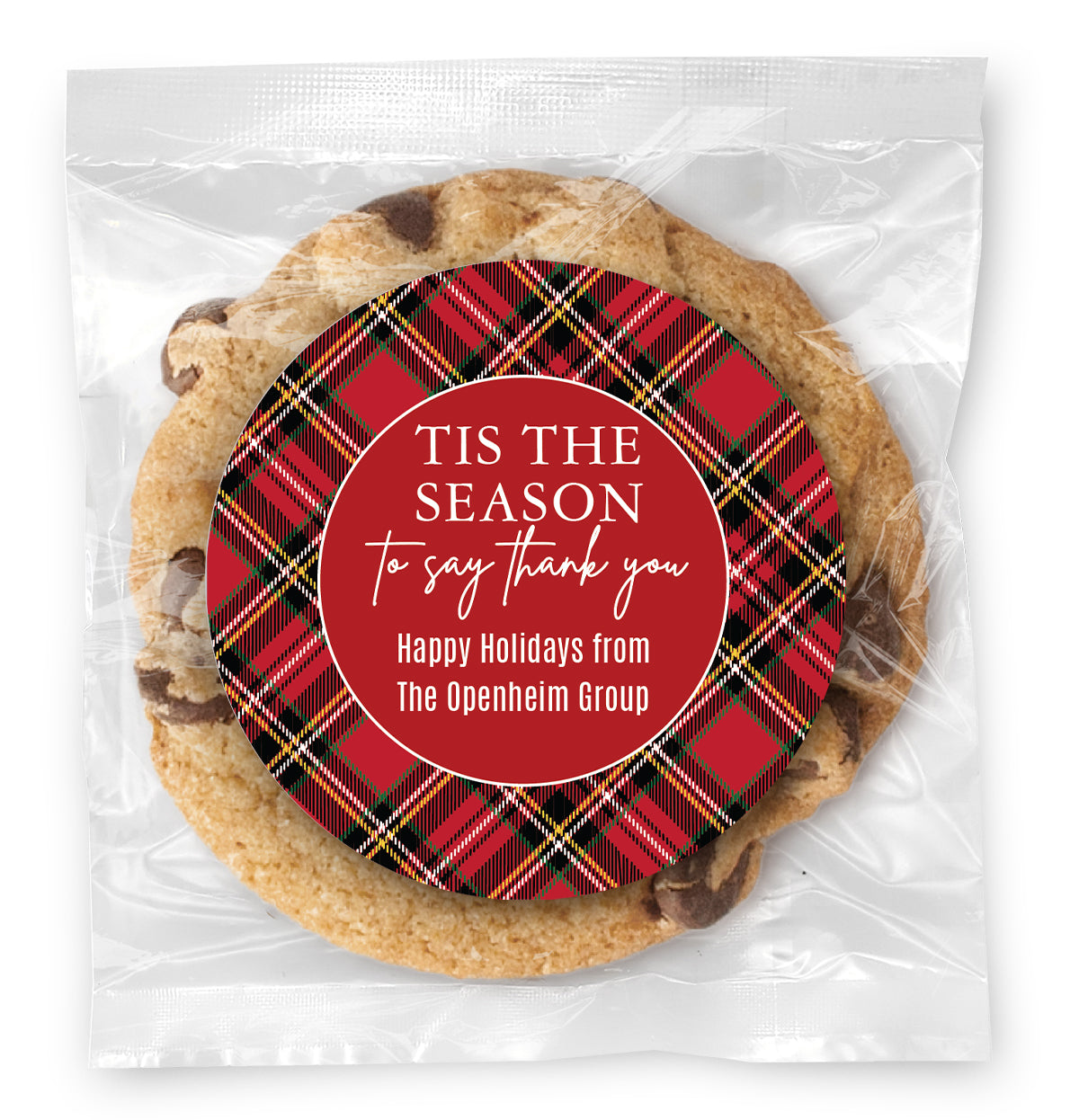 Tis the Season to say thank you - Gourmet Chocolate Chip Or Variety Pack W/ Full Color Personalized Sticker