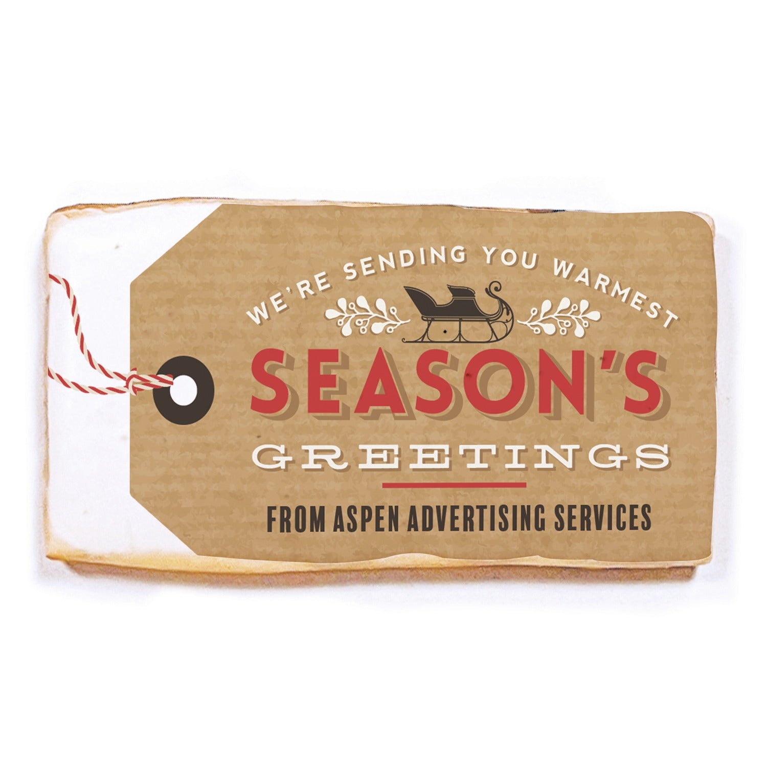 Seasons Greetings Gift Tag - Personalized Direct Print On Rectangle Sugar Cookie