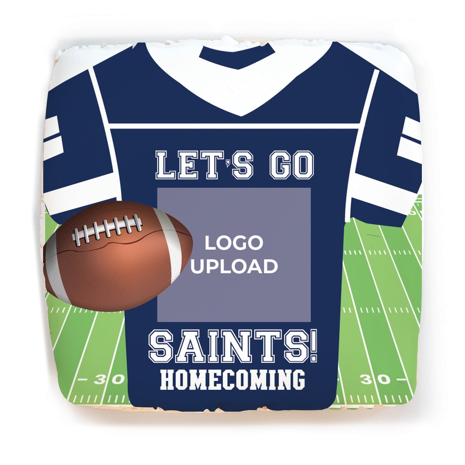 Football Jersey & Logo Upload - Personalized Direct Print On Square Sugar Cookie