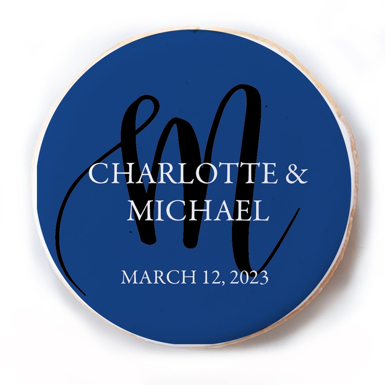 Simple Monogram Wedding (Color Choice) - Personalized Direct Print On Round Sugar Cookie