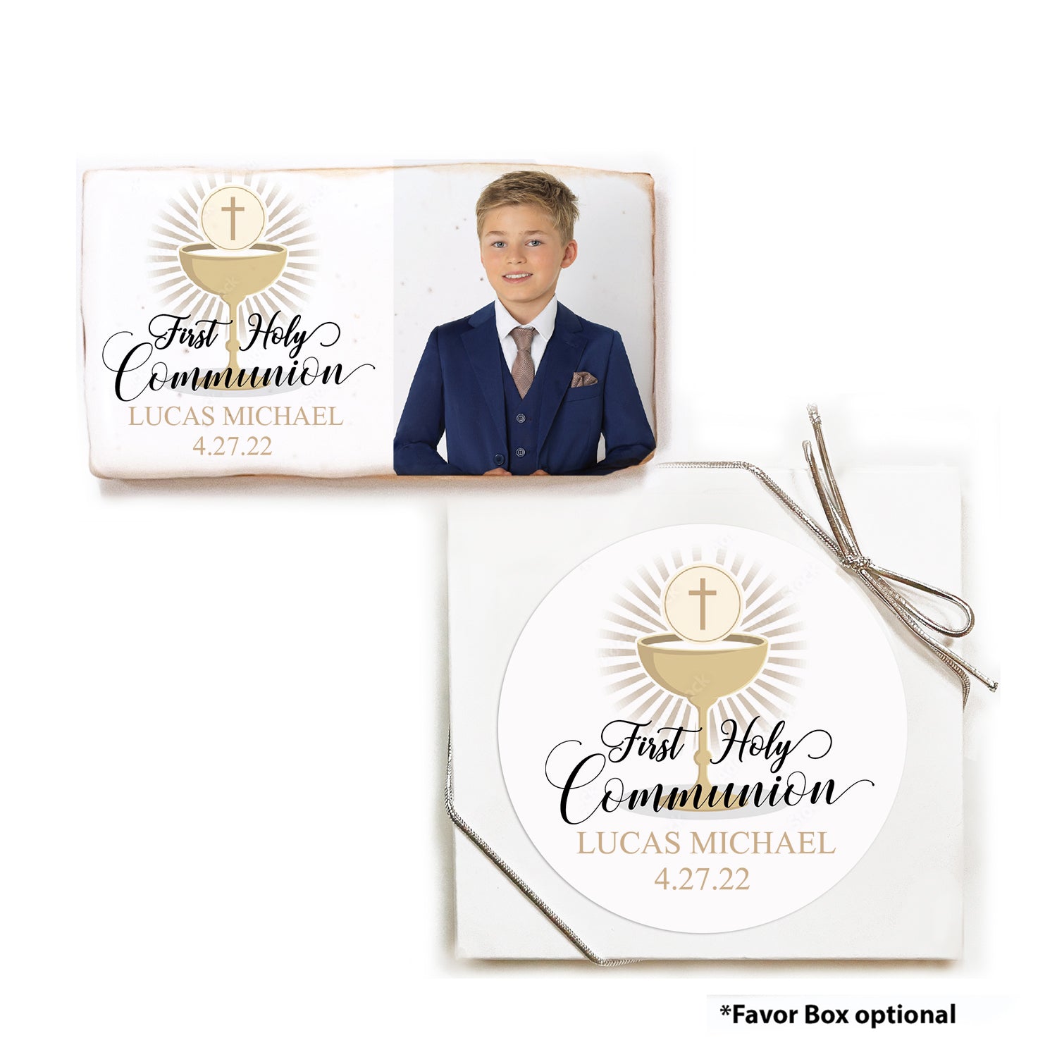 Gold Chalice Photo - Personalized Direct Print on Square Sugar Cookies