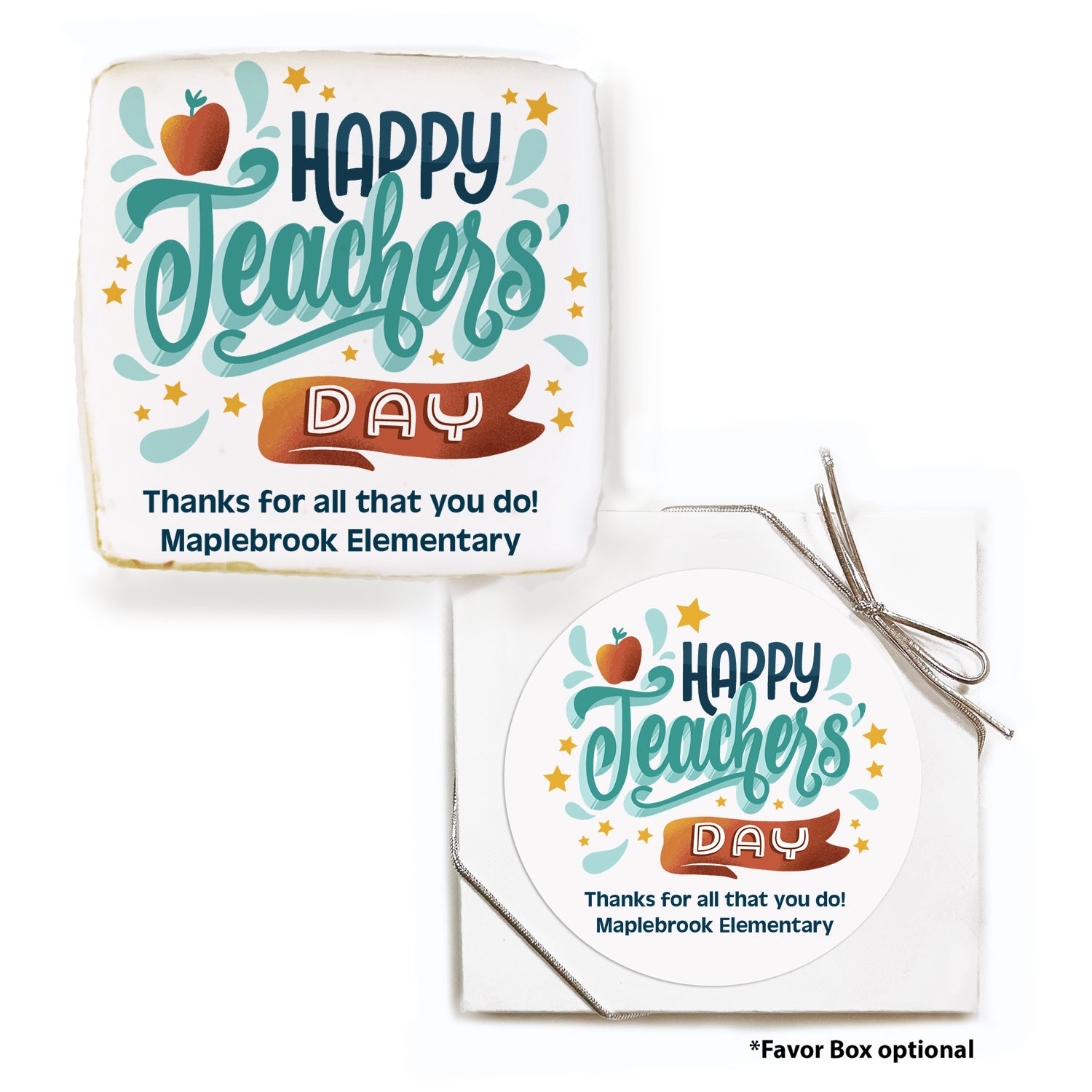 Happy Teachers Day - Personalized Direct Print On Square Sugar Cookie