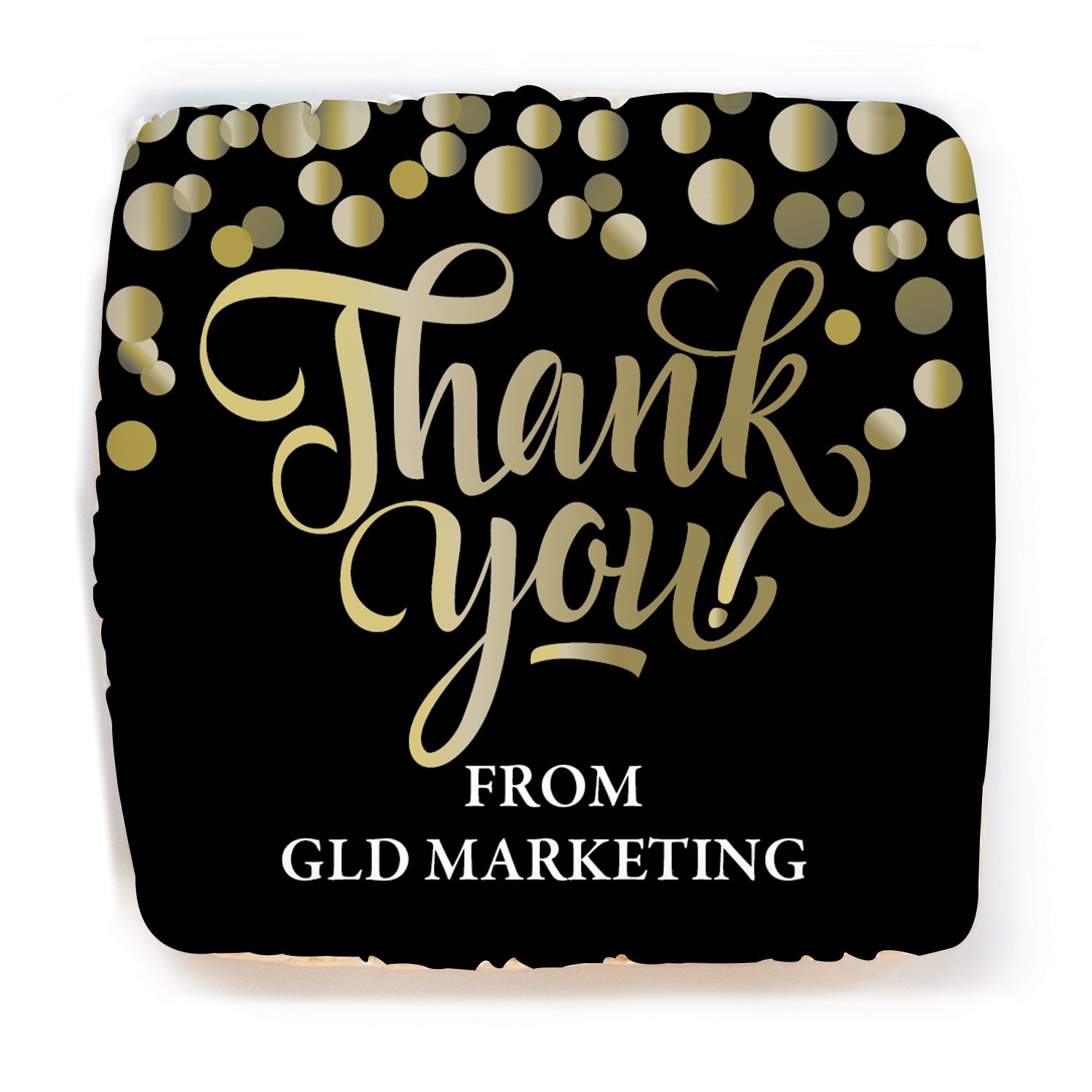 Gold and Black Thank you - Personalized Direct Print On Square Sugar Cookie
