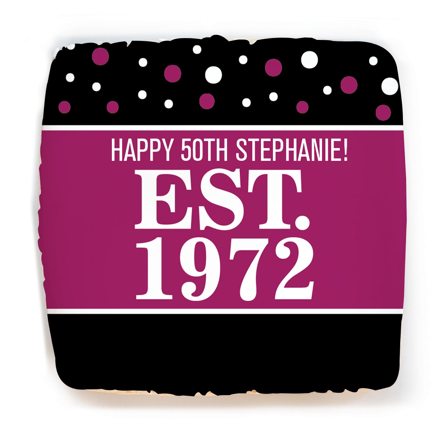 Personalized Birthday "Est Year Pink" Square Cookie Favor