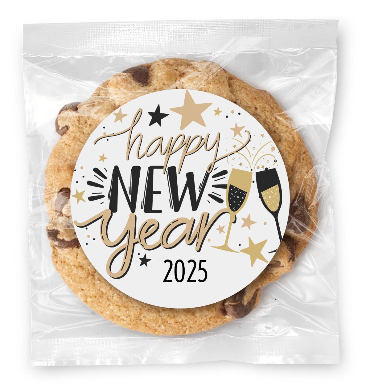 Happy New Year Cheer - Gourmet Chocolate Chip Or Variety Pack W/ Full Color Personalized Sticker