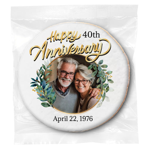 Happy Anniversary Photo & Message - Personalized Direct Print On Round Sugar Cookie