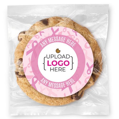 Breast Cancer Logo Upload - Gourmet Chocolate Chip Or Variety Pack W/ Full Color Personalized Sticker