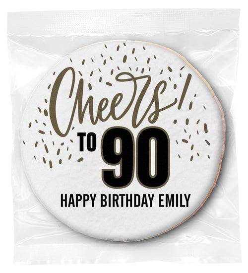 Cheers to You Confetti 90th Birthday - Personalized Direct Print On Round Sugar Cookie