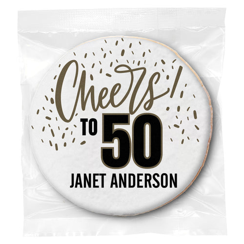 Cheers to You Confetti 50th Birthday - Personalized Direct Print On Round Sugar Cookie