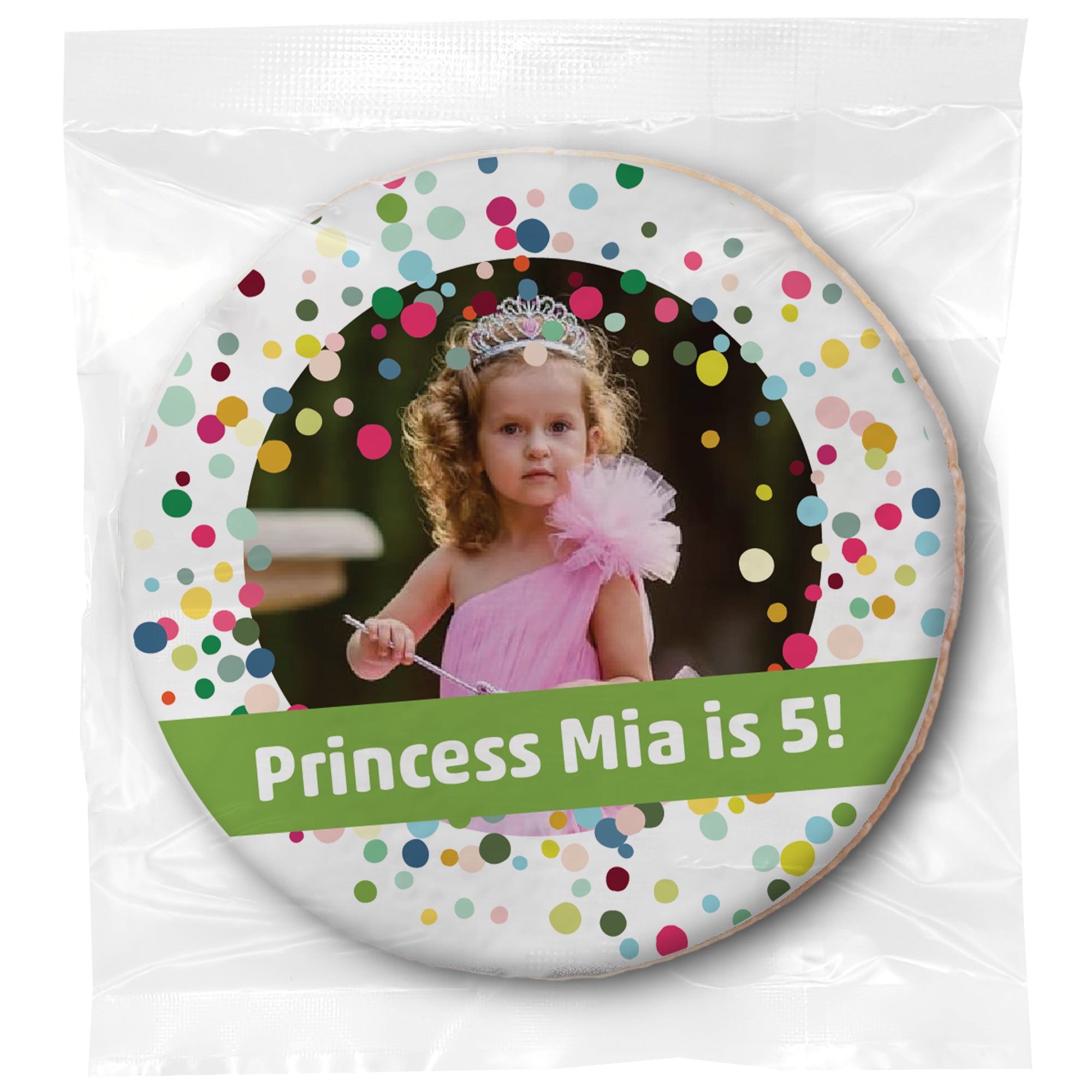 Birthday Confetti Photo Upload & Message - Personalized Direct Print On Round Sugar Cookie