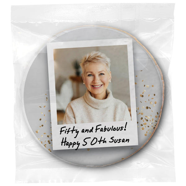 Upload your Own Photo - Polaroid & Caption- Personalized Direct Print On Round Sugar Cookie