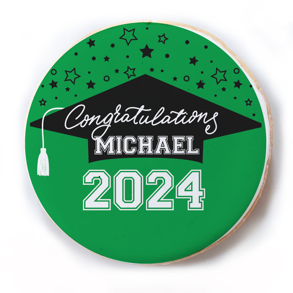 Personalized Graduation "Stars And Cap" Direct Print on Round Sugar Co