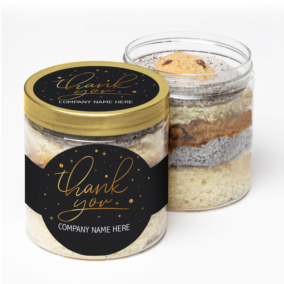 Gold Script Thank You Cake in a Jar | Incredible Cookies