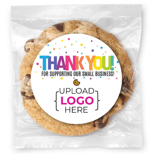 Colorful Thank You Logo Upload - Gouamet Chocolate Chip Or Variety Pack W/ Full Color Personalized Sticker