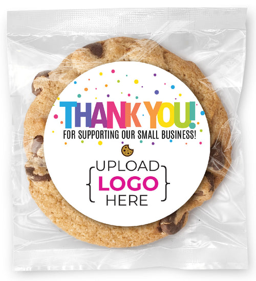 Colorful Thank You Logo Upload - Gouamet Chocolate Chip Or Variety Pack W/ Full Color Personalized Sticker