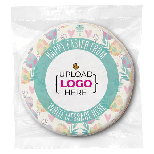 Happy Easter Logo Upload & Message - Personalized Direct Print on Round Sugar Cookies