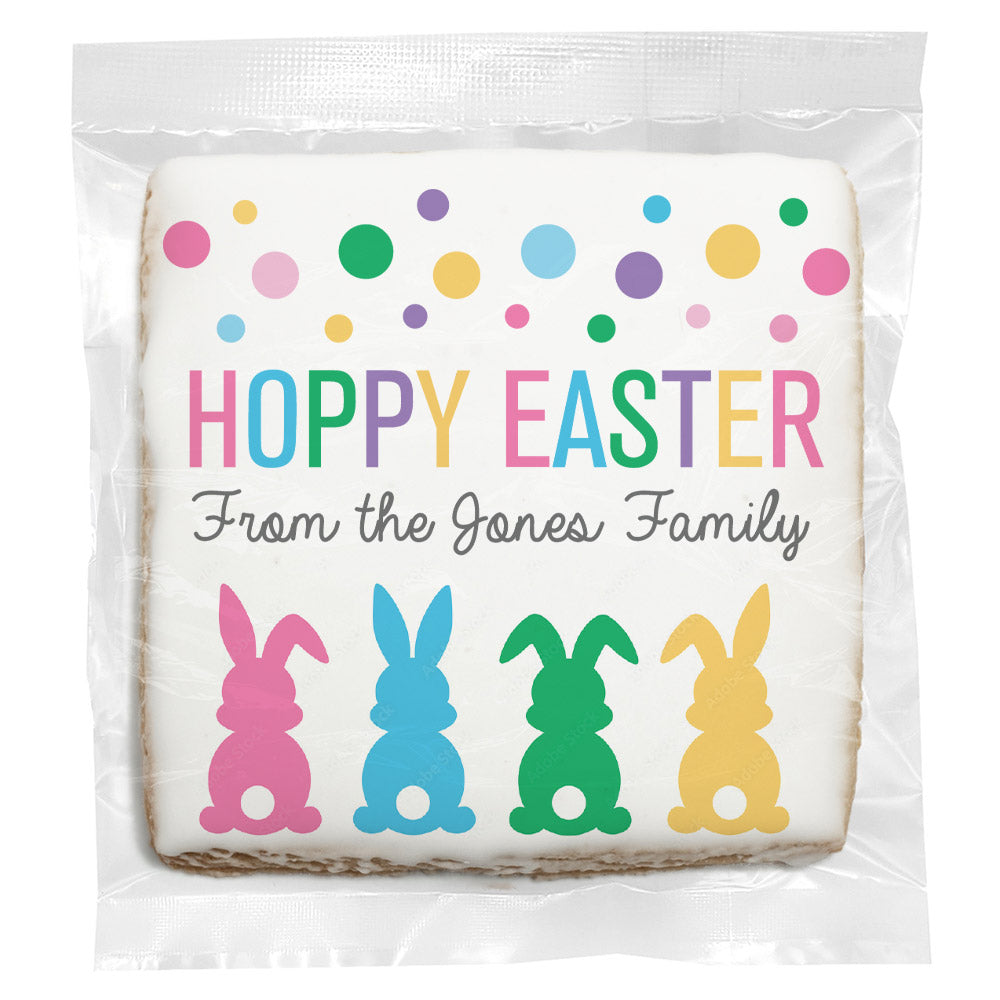 Hoppy Easter - Personalized Direct Print On Square Sugar Cookie