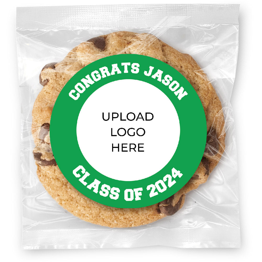 Graduation Build your Own School Logo Upload - Gourmet Chocolate Chip Or Variety Pack W/ Full Color Personalized Sticker