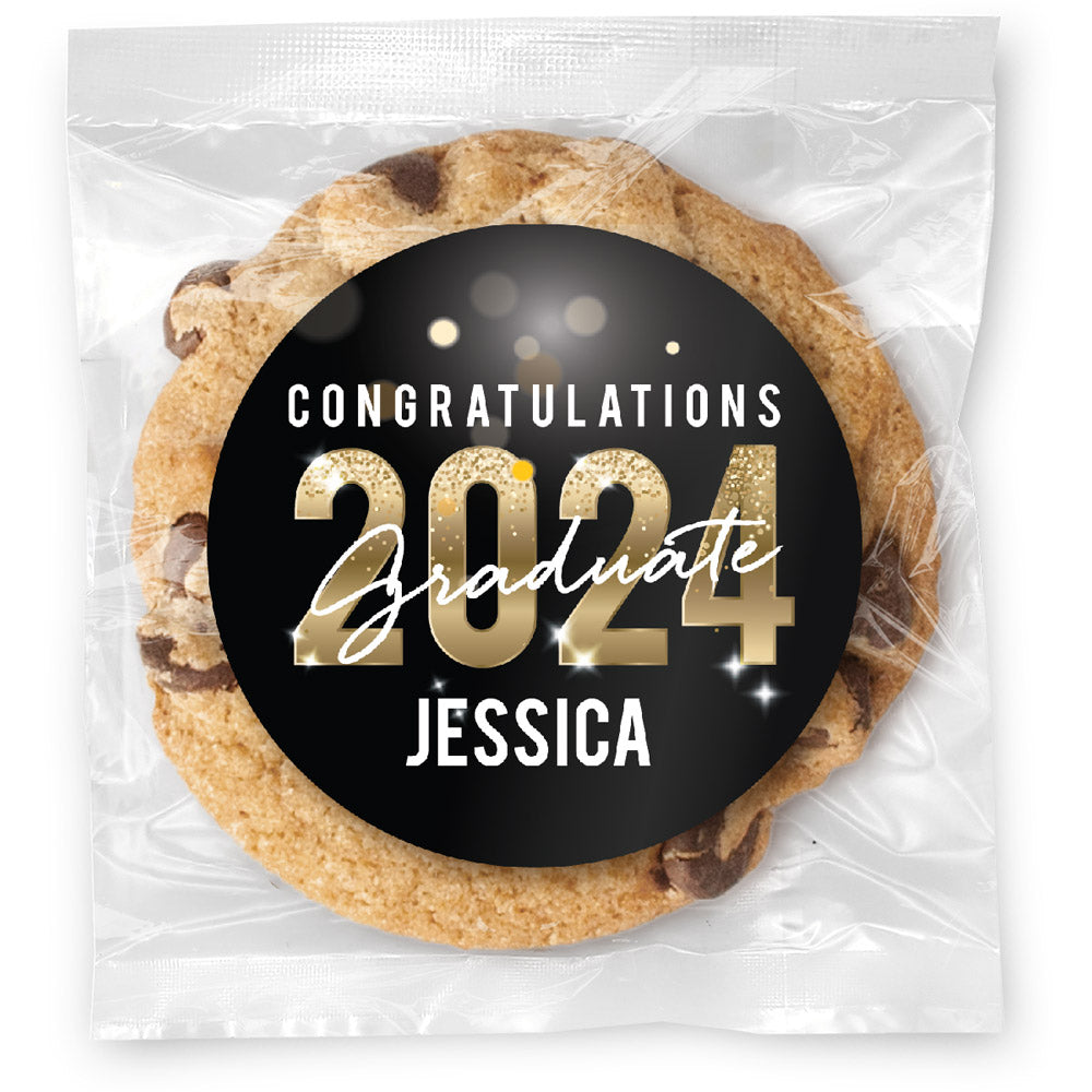 Congrats Gold Sparkle - Gourmet Chocolate Chip Or Variety Pack W/ Full Color Personalized Sticker