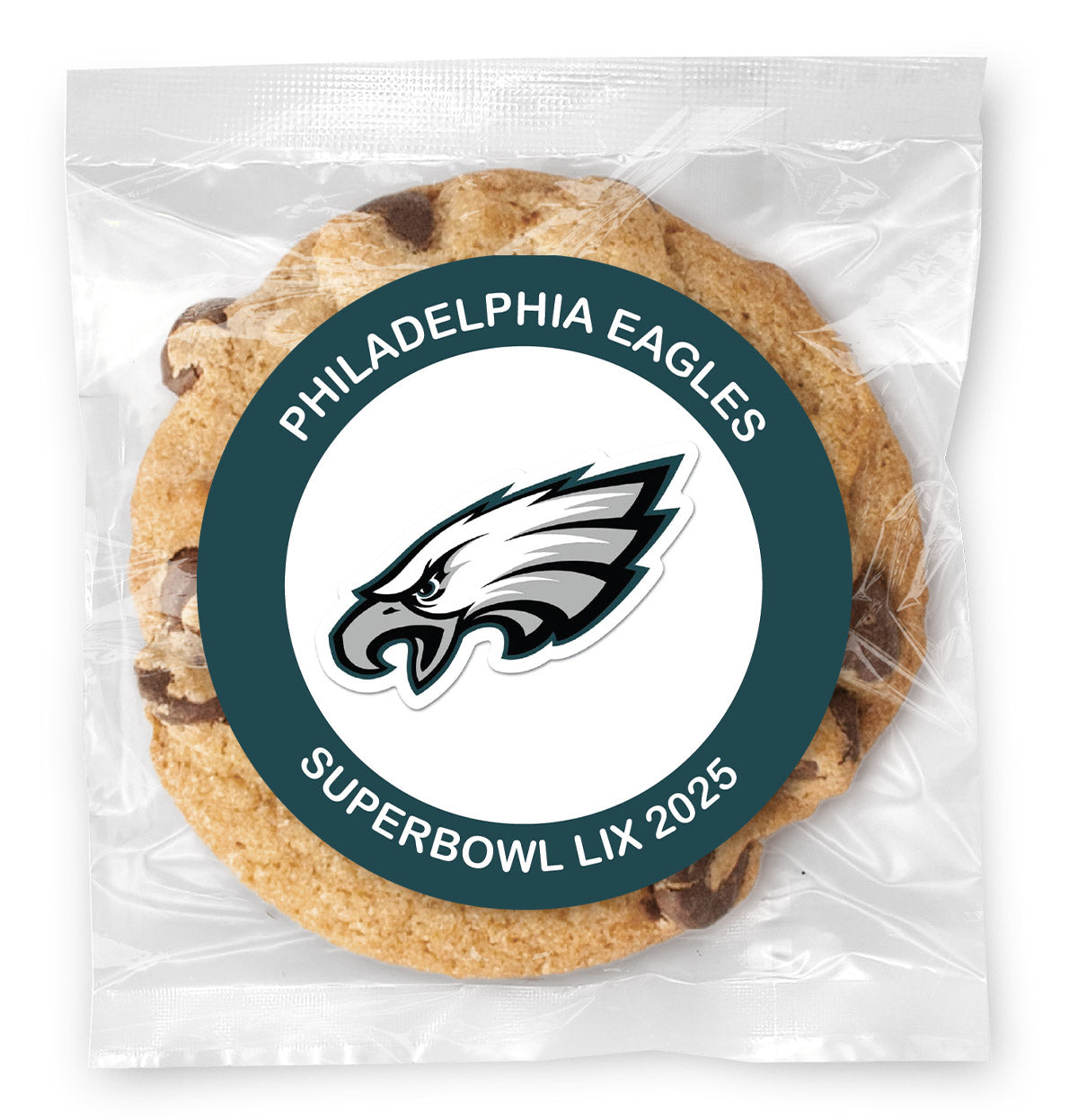 Eagles Football & Message - Gourmet Chocolate Chip Or Variety Pack W/ Full Color Personalized Sticker